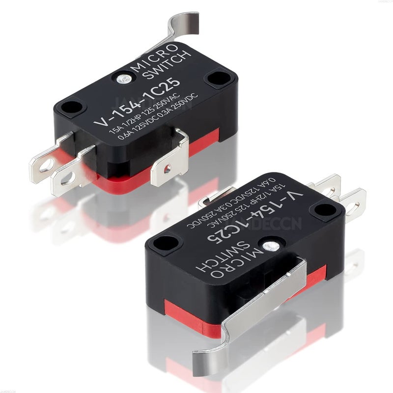 JANDECCN 10 قطع مفتاح حد مفصلي ذراع مرن، SPDT 1NO 1NC مفتاح ميكرو سريع العمل V-154-1C25 - Image 2